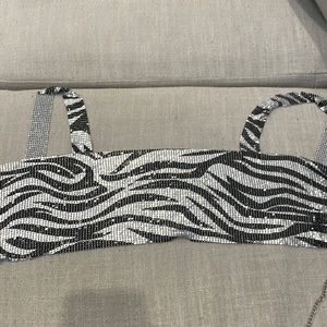 Chainmail cropped zebra top
